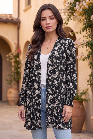 Black Paisley Lizzy Gather Cardigan