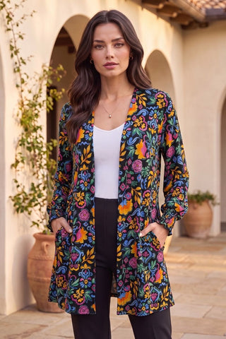 Black Floral Lizzy Gather Cardigan
