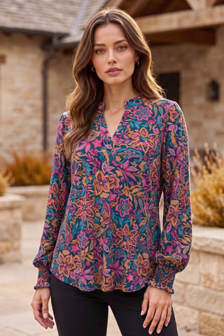Dark Teal Lizzy Smock Top