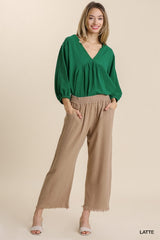 Fray Hem Pant with Pockets