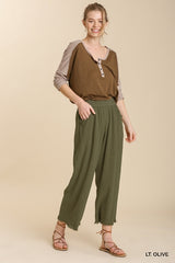 Fray Hem Pant with Pockets