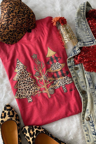 Leo Plaid Trees Tee