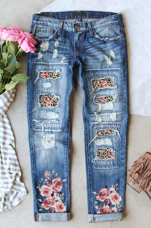 Patchwork Distressed Jeans