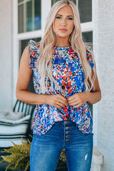 Floral Sleeveless Top with Ruffle