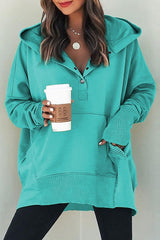 BATWING POCKET HENLEY HOODIE