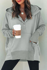 BATWING POCKET HENLEY HOODIE