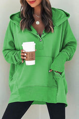 BATWING POCKET HENLEY HOODIE