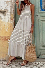Gray Multi Stripe Maxi Dress