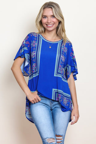 Flutter Sleeve Wallpaper Print Top