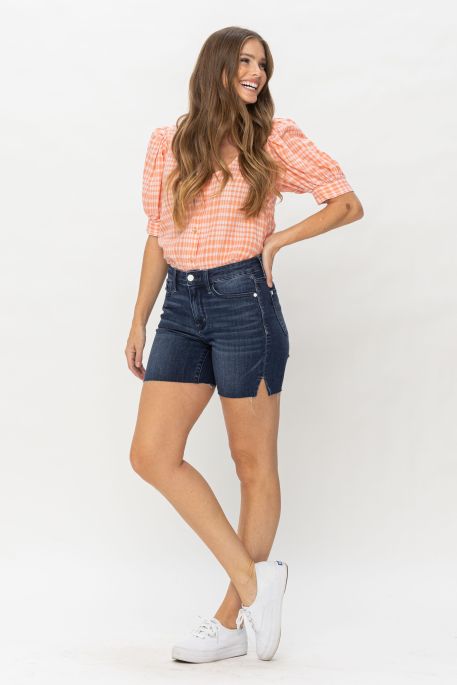 Judy Blue Mid Length Side Slit Shorts