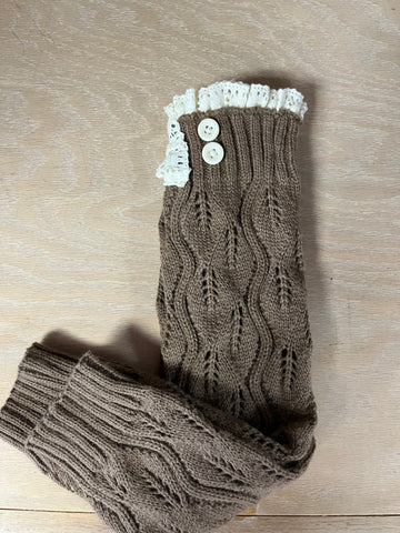 Taupe/Ivory Knit Leg Warmers