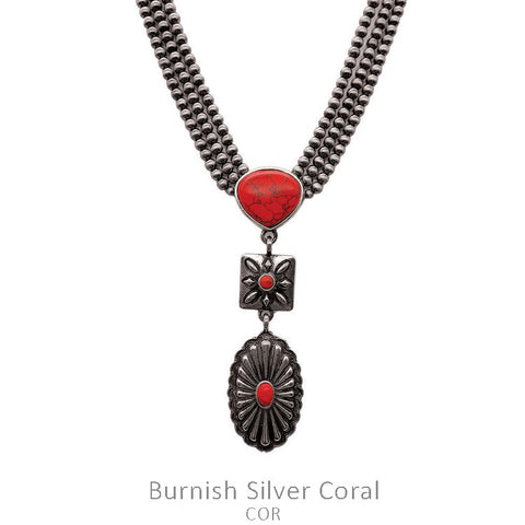 Stone Concho Navajo Bead Necklace