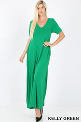 VNECK SS MAXI POCKET DRESS