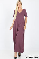 VNECK SS MAXI POCKET DRESS
