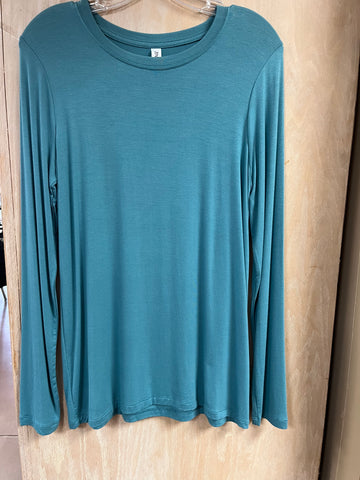 Dusty Teal LS Round Tee