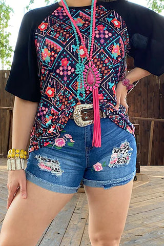 FLORAL AZTEC TOP